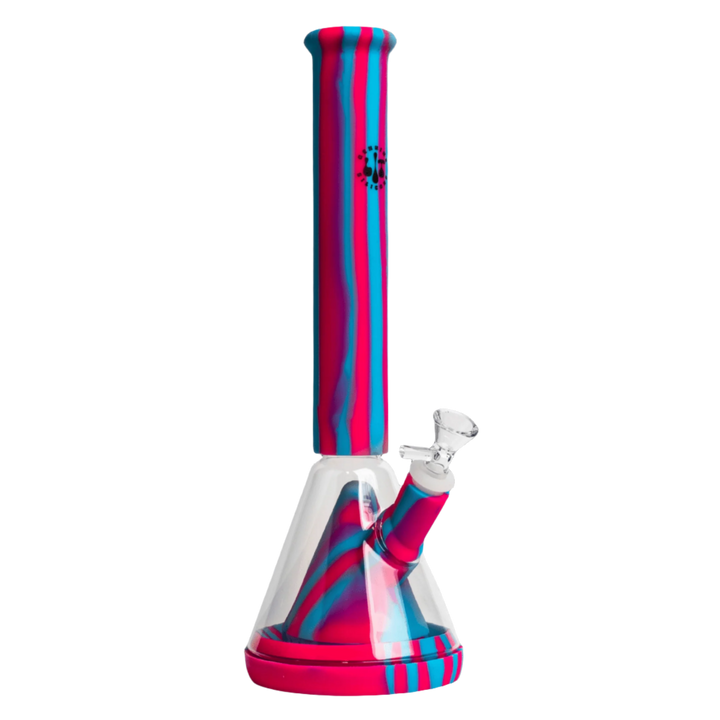 Lit Silicone 14" Glass Chamber Beaker Perc Tube