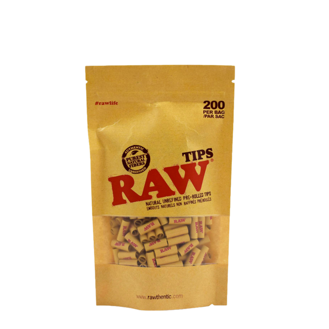 Raw Pre-Rolled Unbleached Rolling Tips (Pack of 200)