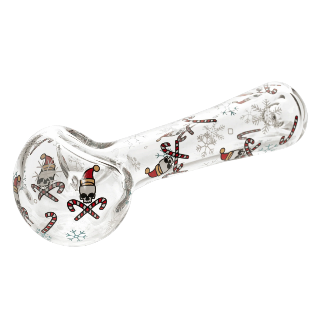 Red Eye Glass 4.5" Skull & Crosscanes Spoon Hand Pipe