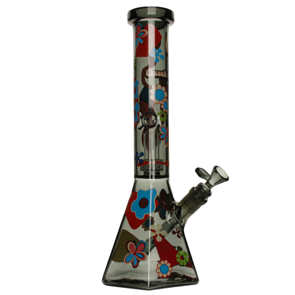 Cheech & Chong Glass 15" Power to the Flower Dual Chamber Hex Beaker Base Water Pipe - Canadian Vaporizers