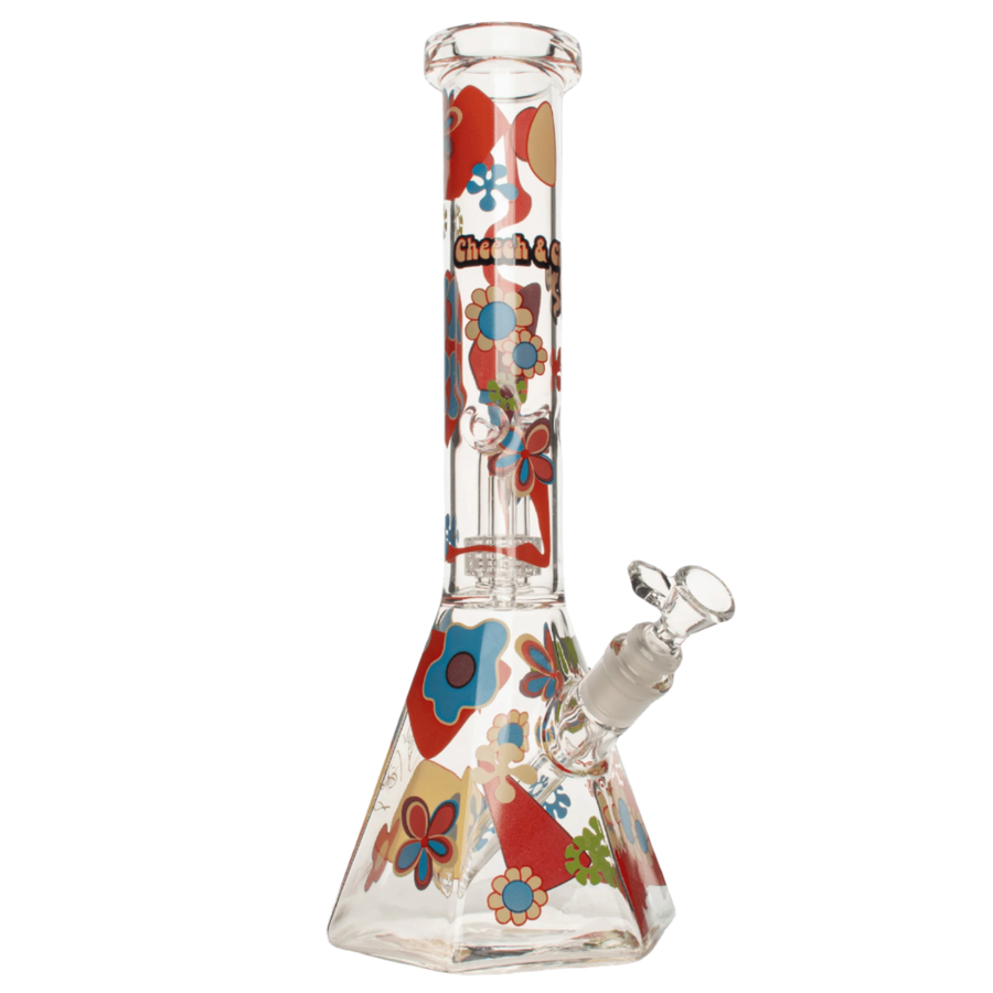 Cheech & Chong Glass 15" Power to the Flower Dual Chamber Hex Beaker Base Water Pipe - Canadian Vaporizers