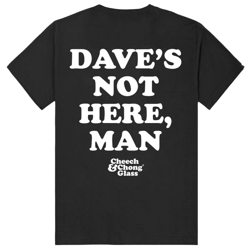 Cheech & Chong Glass Black "Dave's Not Here Man" T-Shirt - Canadian Vaporizers