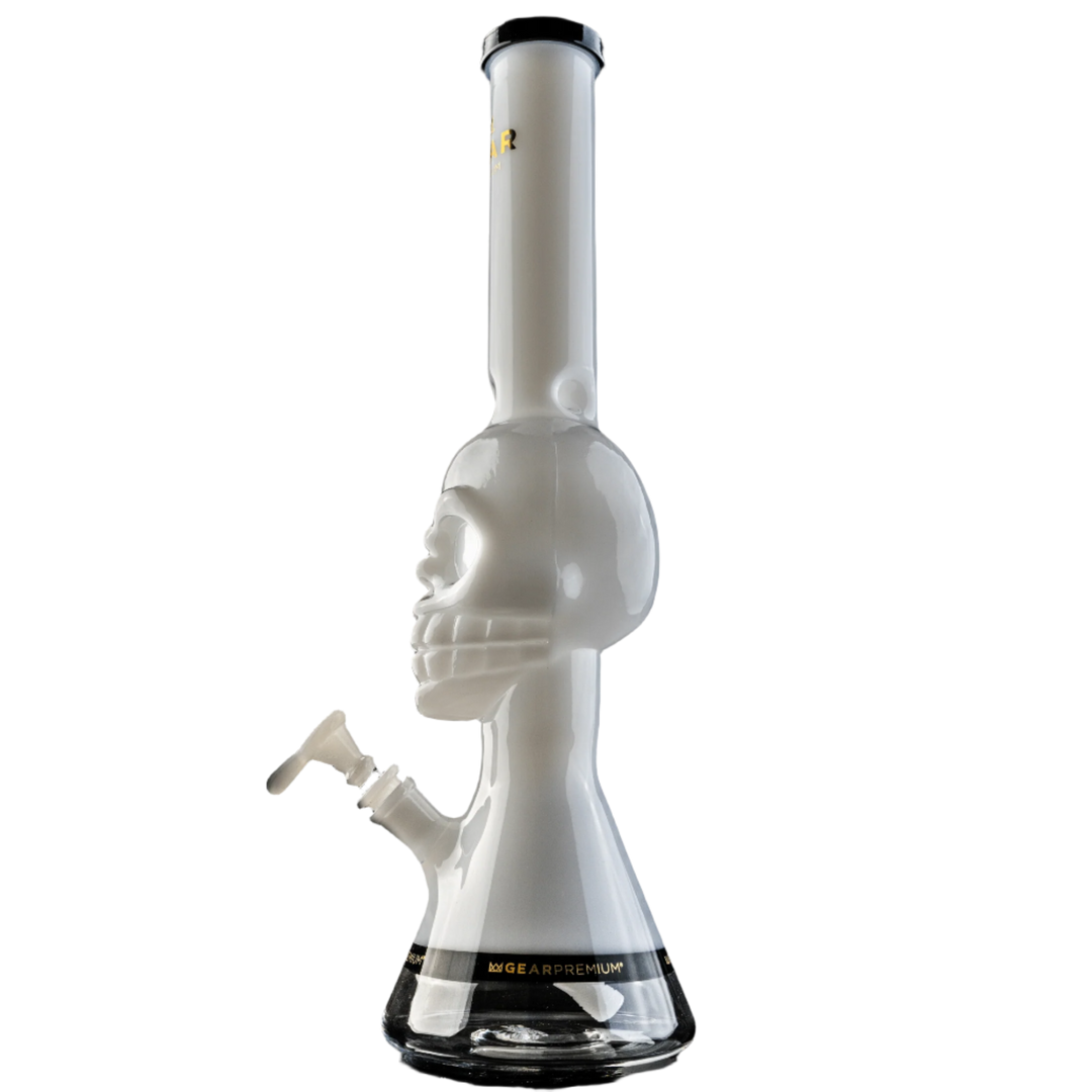 Gear Premium | 18" Tall Tuxedo Skull Beaker w/ Black Accents - Canadian Vaporizers