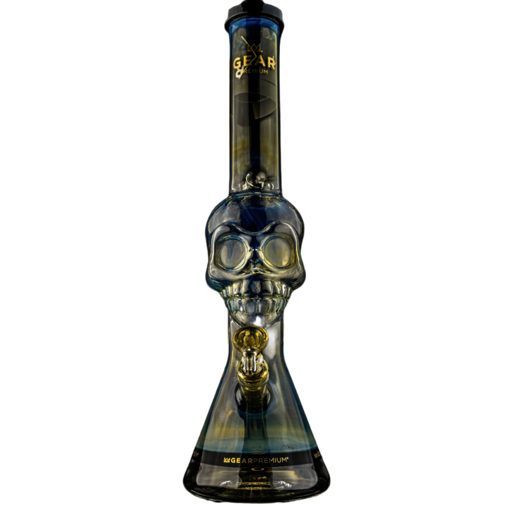 Gear Premium | 18" Tall Tuxedo Skull Beaker w/ Black Accents - Canadian Vaporizers