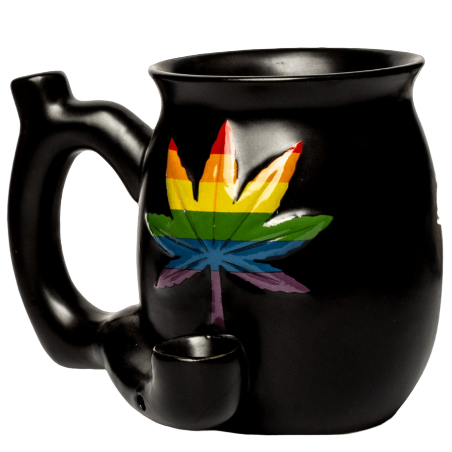 Rainbow Leaf Ceramic Mug Pipe - Canadian Vaporizers