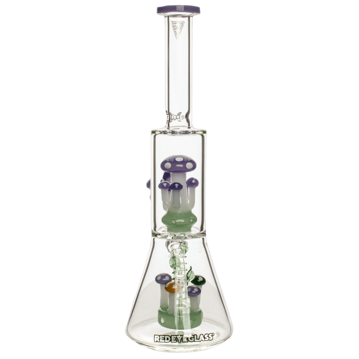 Red Eye Glass 12" Amanita Dual Chamber Beaker Base Water Pipe - Canadian Vaporizers