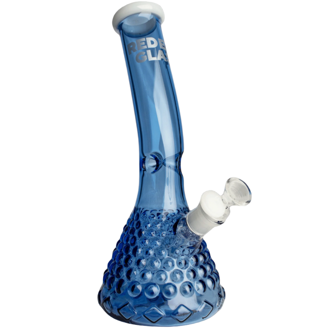 Red Eye Glass 12" Cronus Lean Back Beaker Base Water Pipe - Canadian Vaporizers