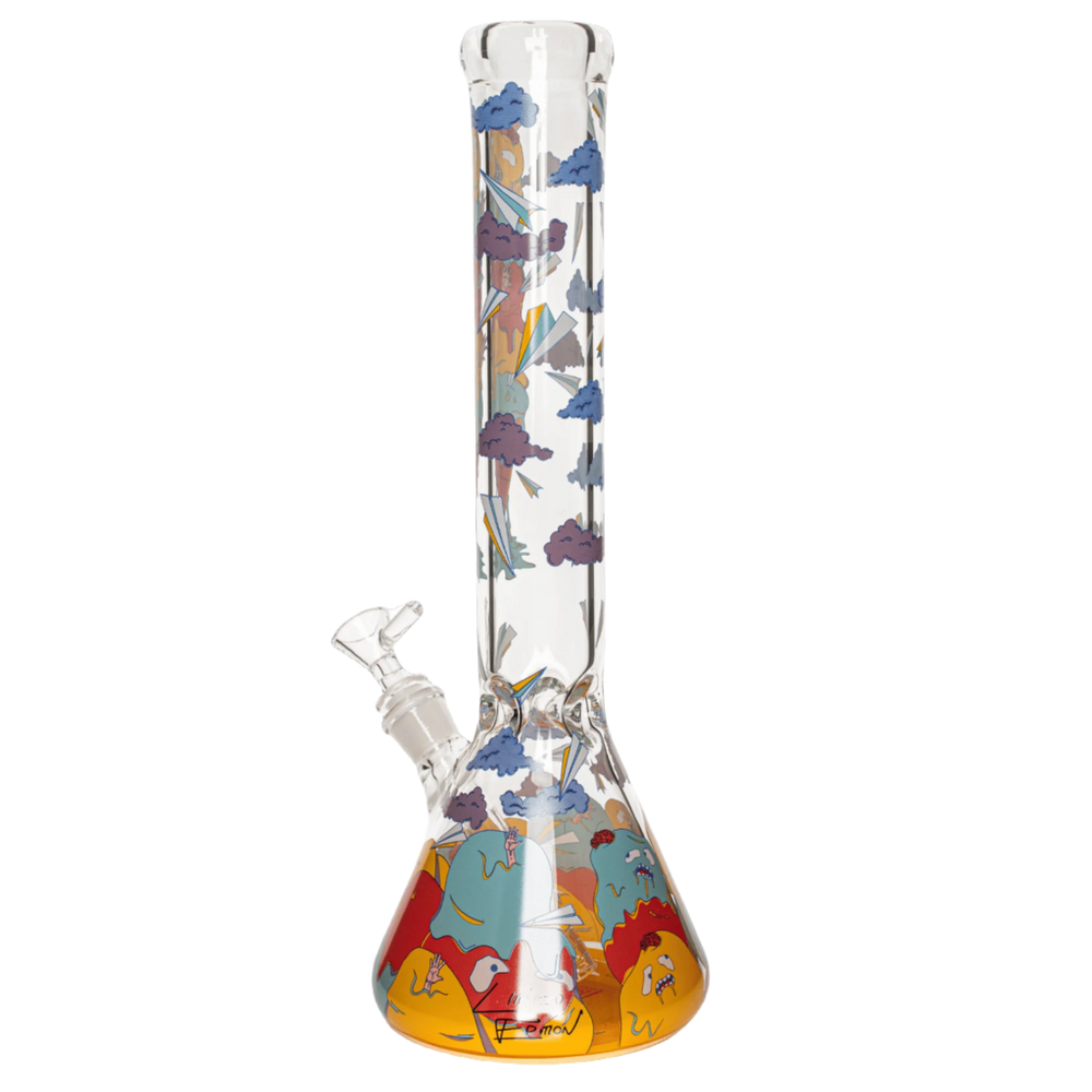 Red Eye Glass 15" 7mm Thick Ice Cream Mountain Beaker Base Water Pipe (Limited Edition) - Canadian Vaporizers