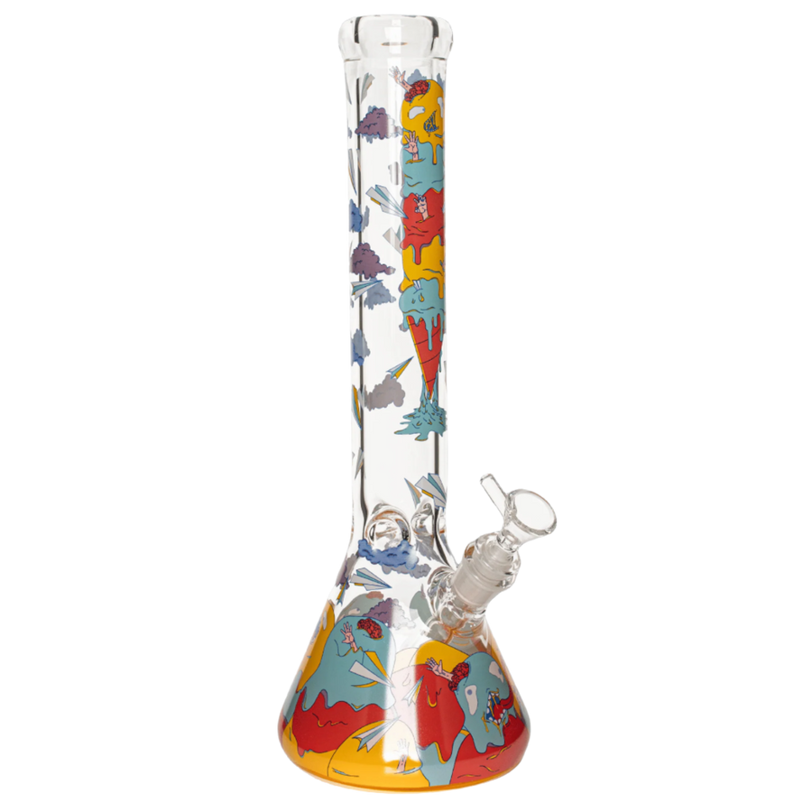 Red Eye Glass 15" 7mm Thick Ice Cream Mountain Beaker Base Water Pipe (Limited Edition) - Canadian Vaporizers