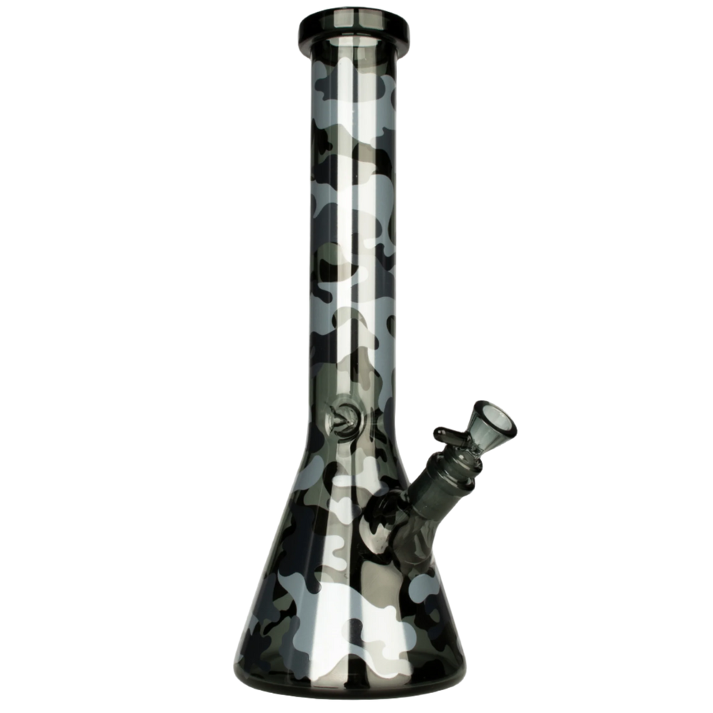 Red Eye Glass 15" Camouflage Beaker Base Water Pipe - Canadian Vaporizers