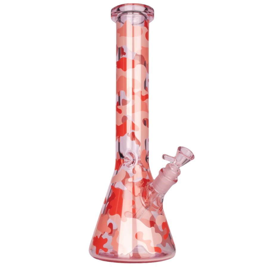 Red Eye Glass 15" Camouflage Beaker Base Water Pipe - Canadian Vaporizers