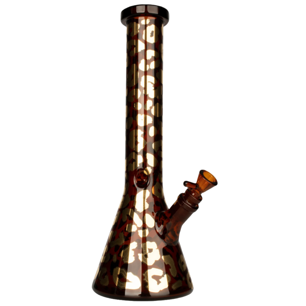 Red Eye Glass 15" Leopard Print Beaker Base Water Pipe - Canadian Vaporizers