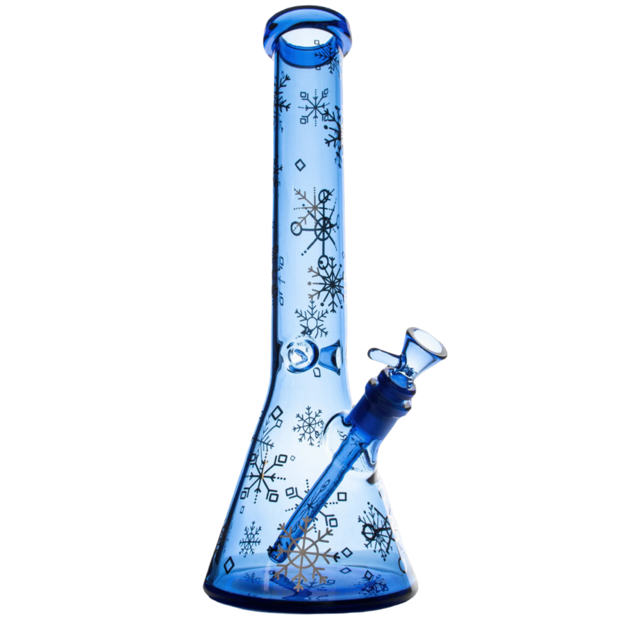 Red Eye Glass 15" Sapphire Blue Winter Wonderland Beaker Base Water Pipe - Canadian Vaporizers