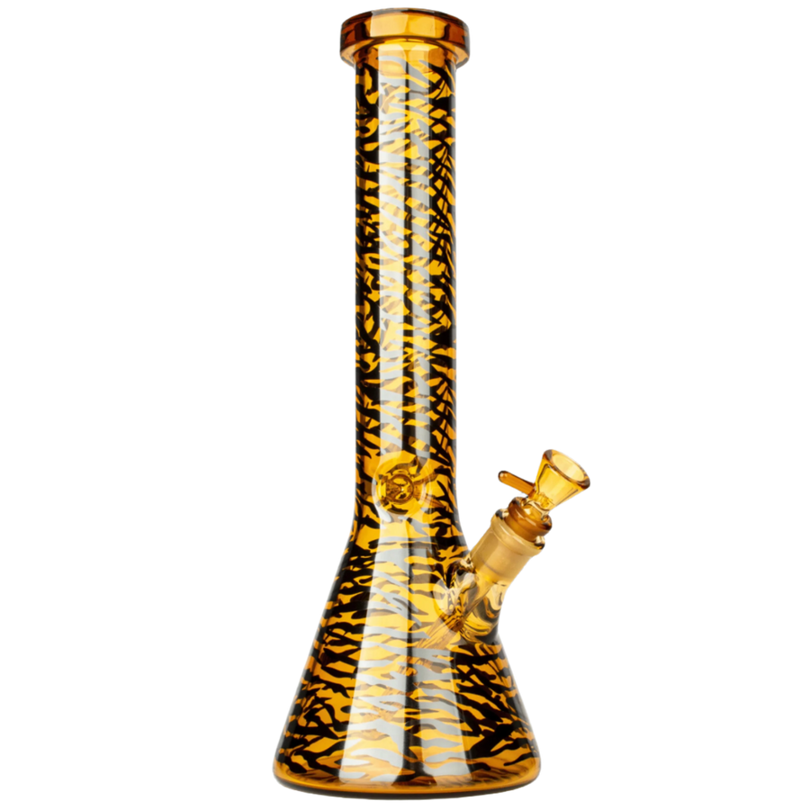 Red Eye Glass | 15" Tiger Print Beaker Base Water Pipe - Canadian Vaporizers