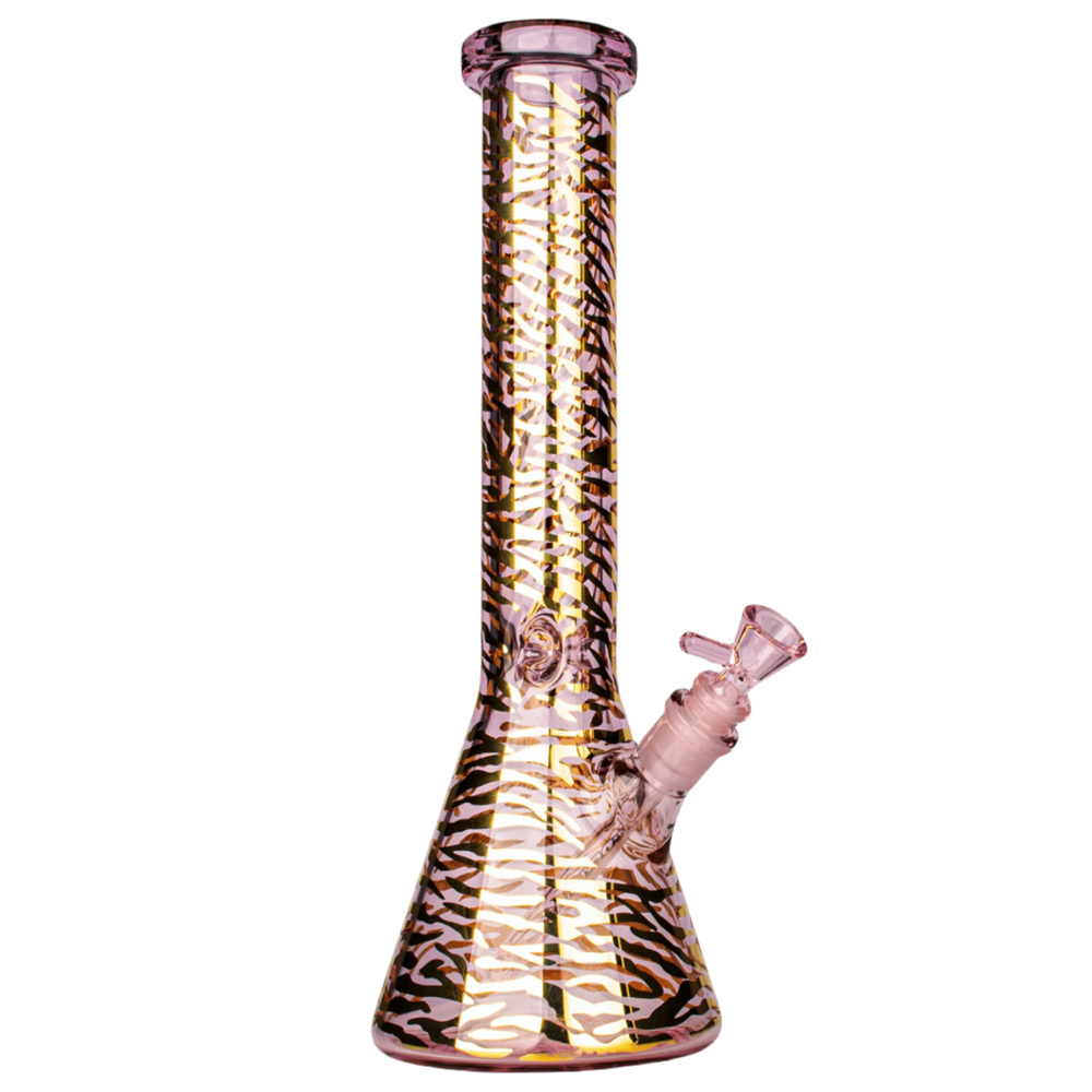 Red Eye Glass | 15" Tiger Print Beaker Base Water Pipe - Canadian Vaporizers