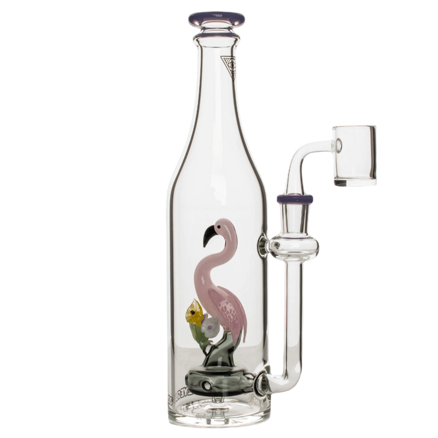 Red Eye Glass 9.5" Purple Slyme Flamingo Bottle Concentrate Rig - Canadian Vaporizers