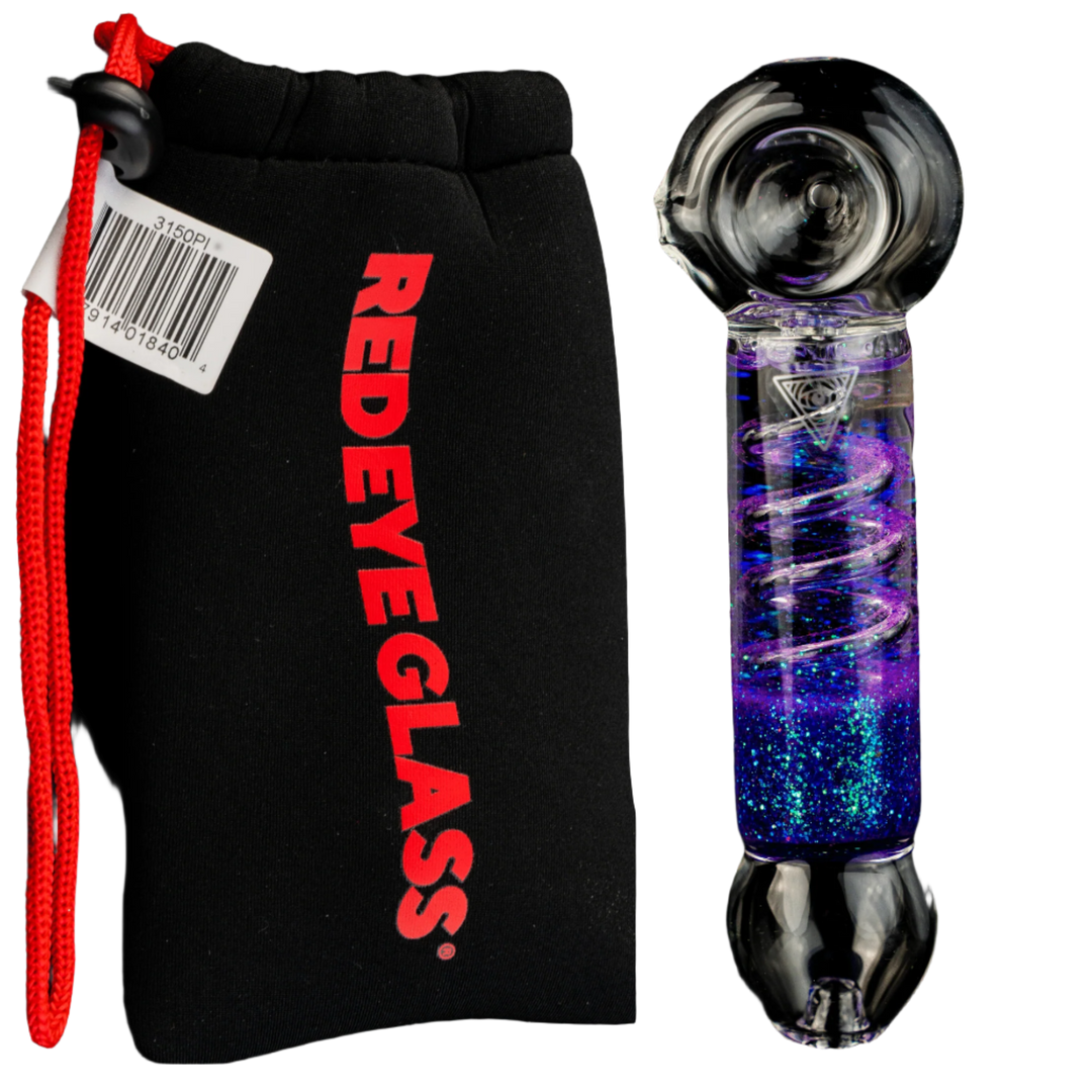 Red Eye Glass Sparkle Chiller Coil Hand Pipe - Canadian Vaporizers