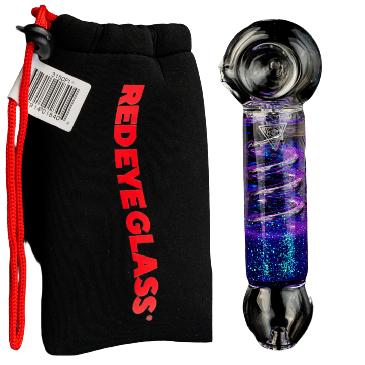 Red Eye Glass Sparkle Chiller Coil Hand Pipe - Canadian Vaporizers