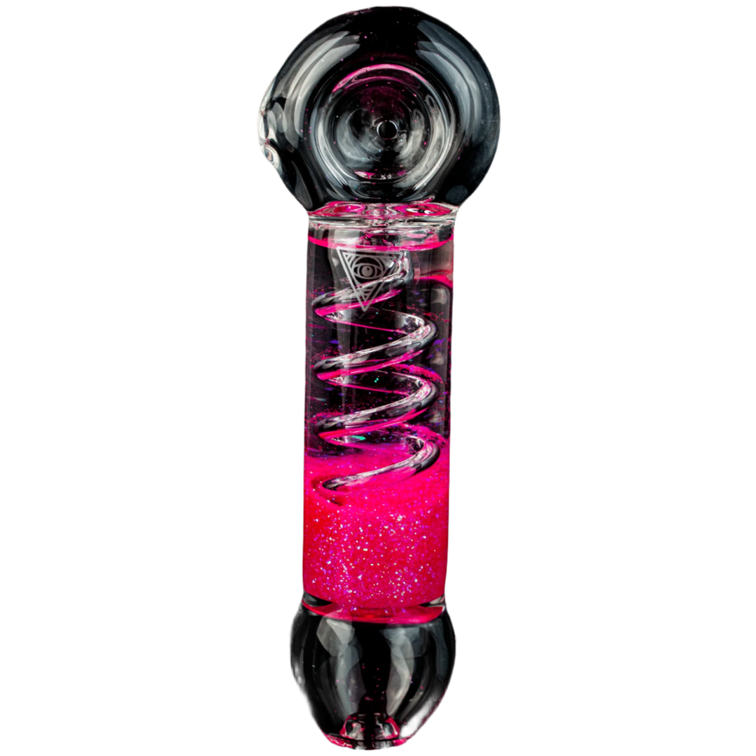 Red Eye Glass Sparkle Chiller Coil Hand Pipe - Canadian Vaporizers