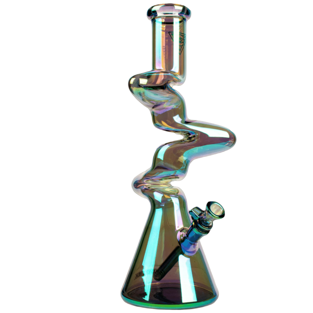 Red Eye Tek | 12" Metallic Terminator Finish 3-Arm Zag Beaker Tube - Canadian Vaporizers