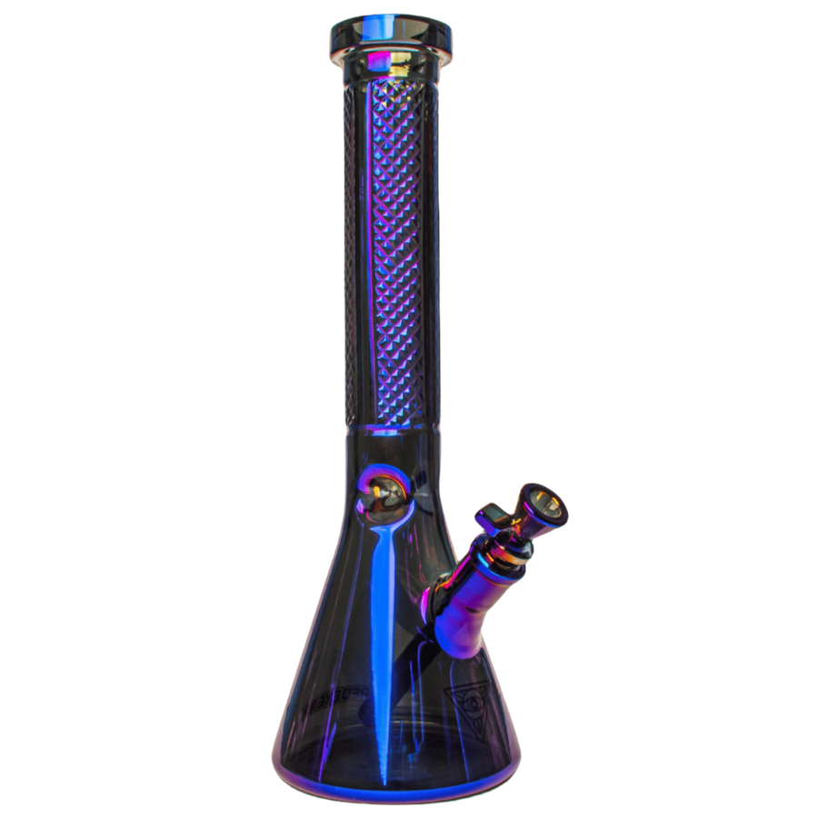 Red Eye Tek 15" 7mm Thick Metallic Terminator Finish Traditions Series Beaker Tube W/Facetted Quarter Pattern Details - Canadian Vaporizers