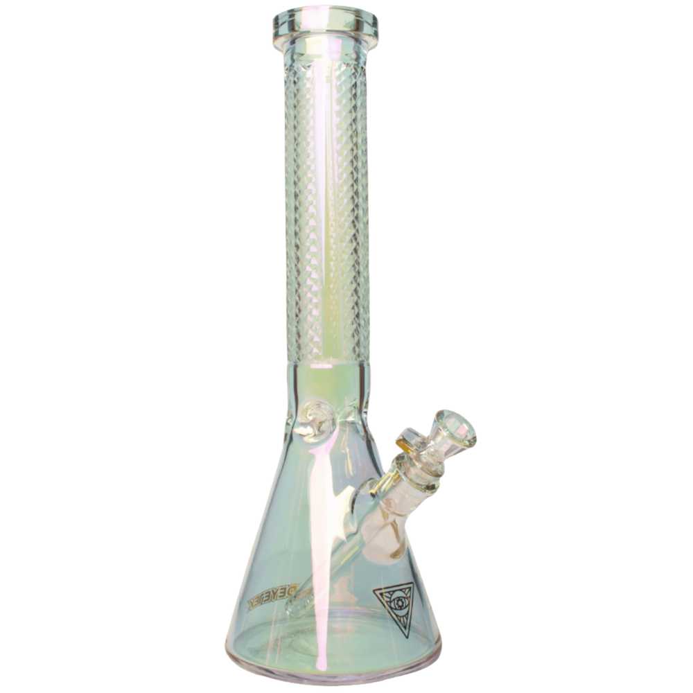 Red Eye Tek 15" 7mm Thick Metallic Terminator Finish Traditions Series Beaker Tube W/Facetted Quarter Pattern Details - Canadian Vaporizers